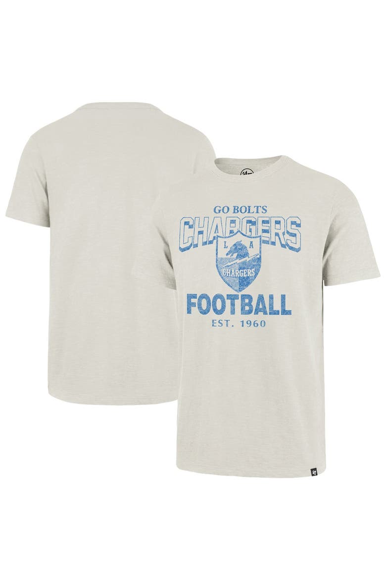 Men's '47  Natural Los Angeles Chargers Head On Scrum Slub T-Shirt, Main, color, Natural