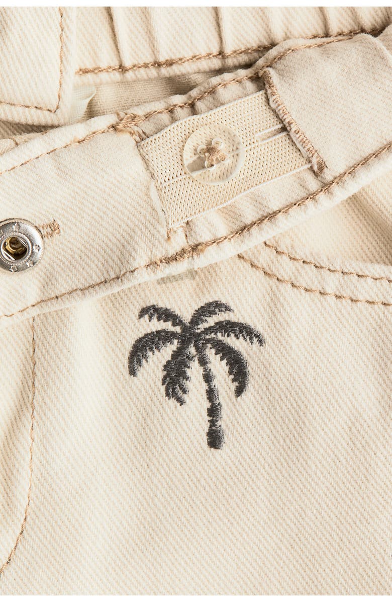 H&M Embroidered Twill Shorts, Alternate, color, Light Beige/Palm Trees