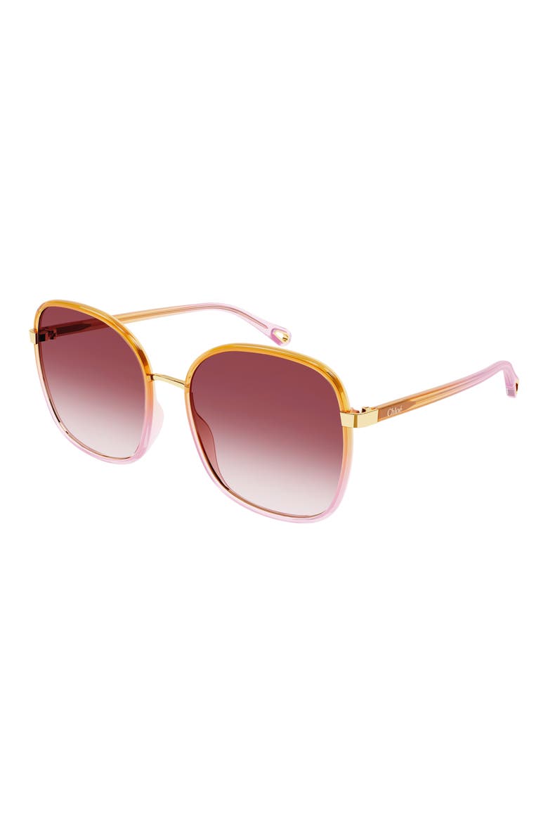 56mm Gradient Square Sunglasses, Alternate, color, YELLOW