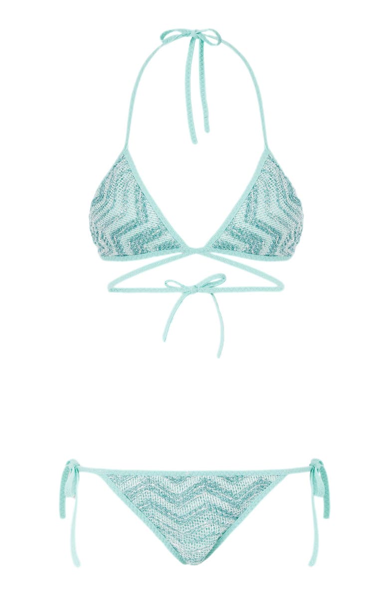 Missoni Triangle Mesh Bikini With Zigzag Pattern And Sequins, Alternate, color, Light Blue