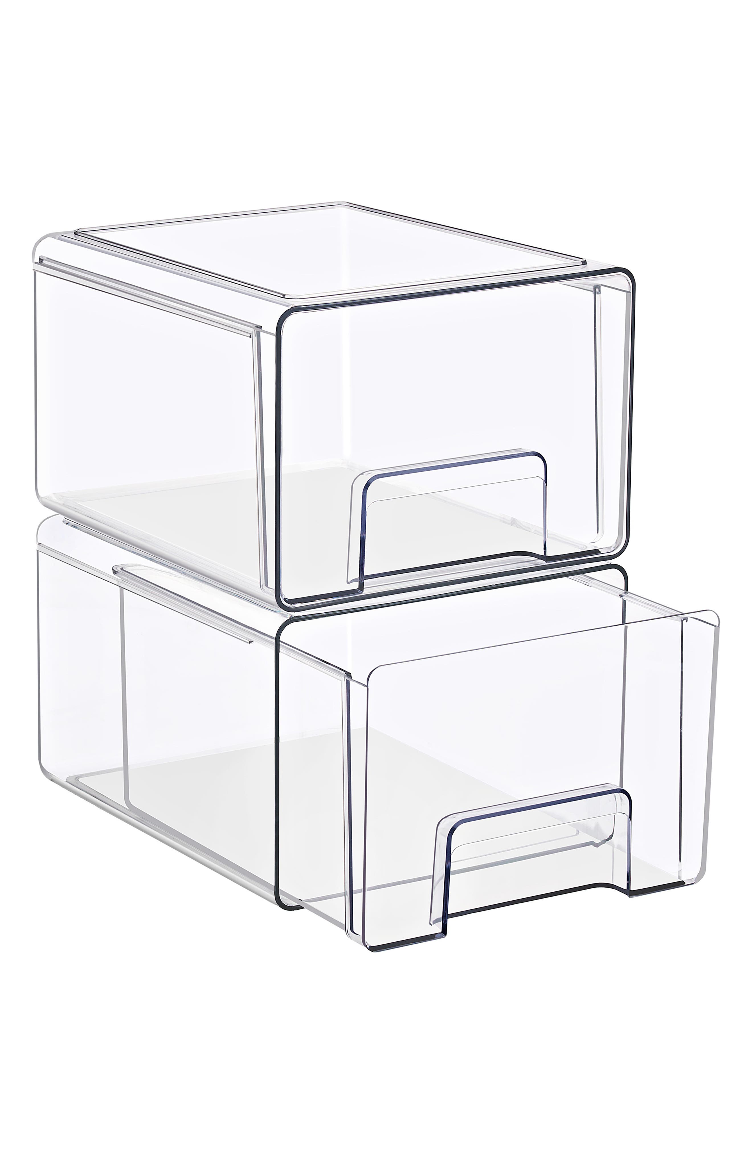 Set of 2 Large Stackable Storage Drawers
