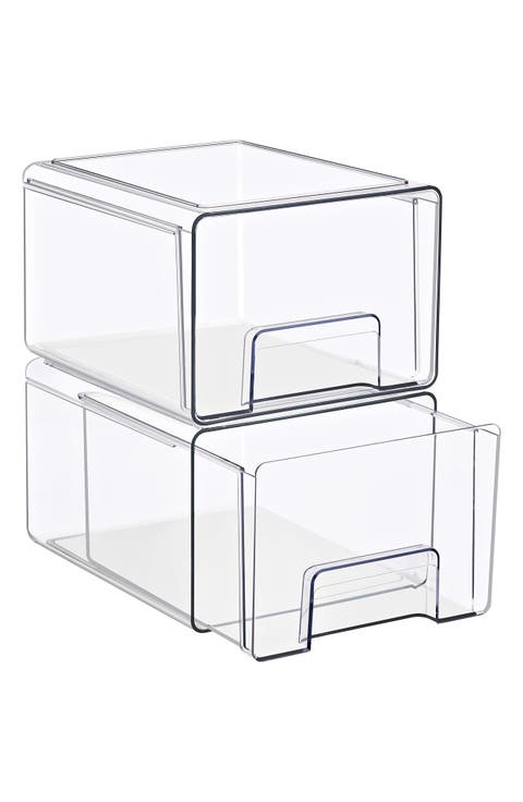 Set of 2 Large Stackable Storage Drawers