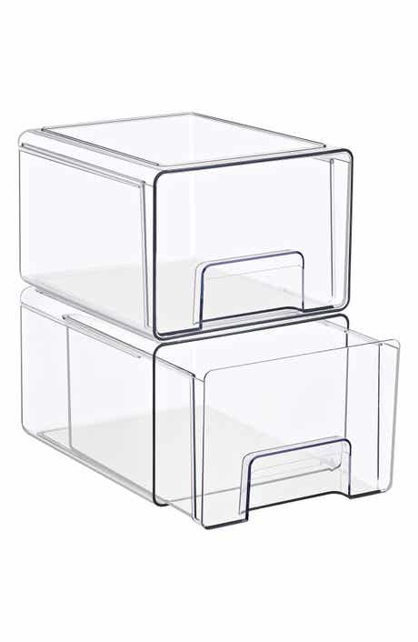Set of 2 Large Stackable Storage Drawers