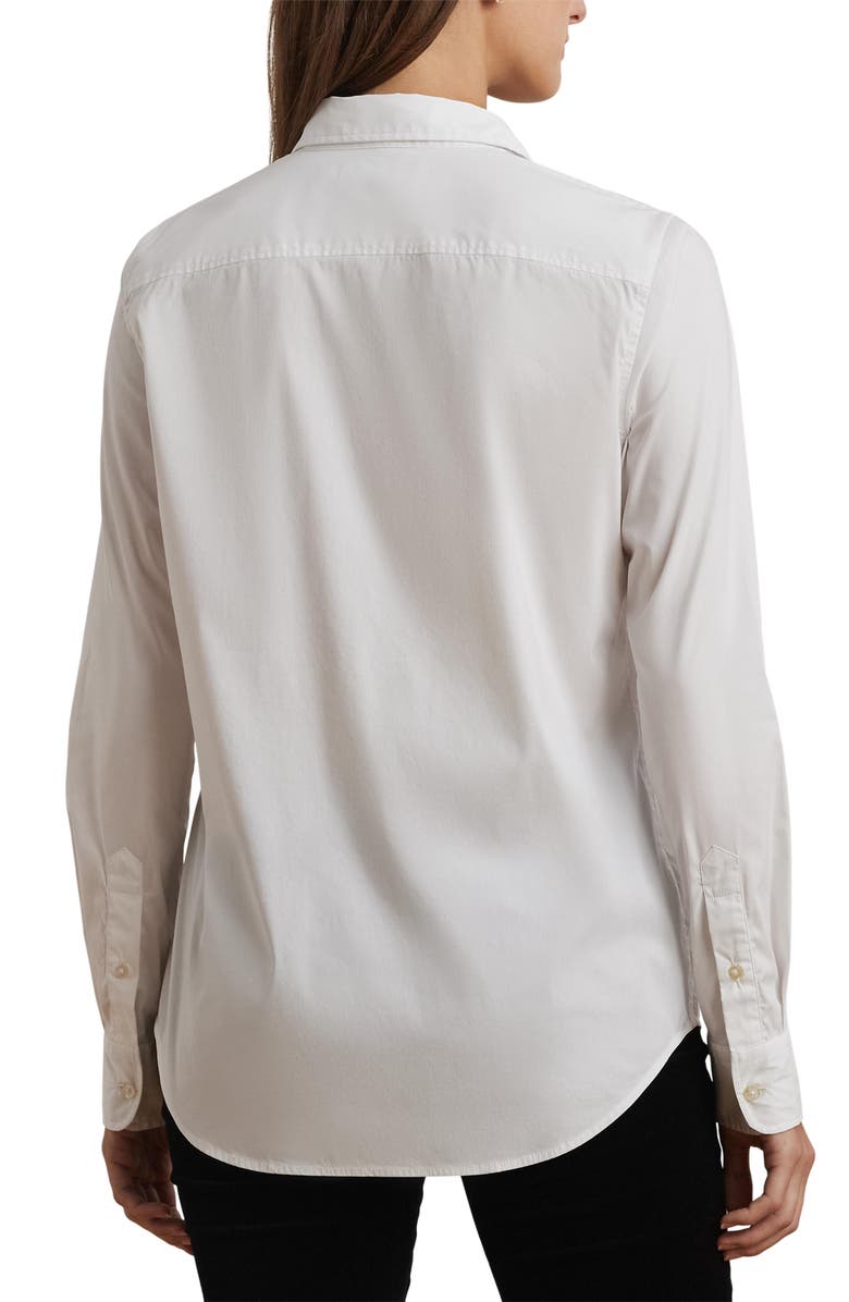 Lauren Ralph Lauren Beaded Logo Button-Up Shirt, Alternate, color, White