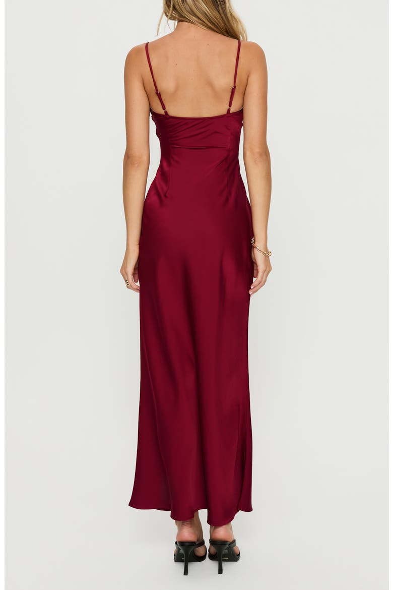 Engracia Sequin Satin Gown, Alternate, color, BURGUNDY