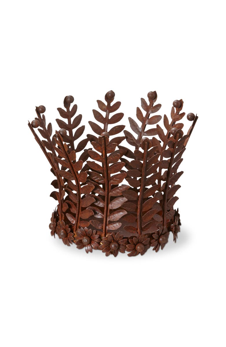 tag Rustic Fern Iron Pillar Candle Holder for Fall Decor, Main, color, Brown