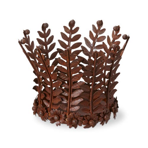 Tag Rustic Fern Iron Pillar Candle Holder For Fall Decor In Brown