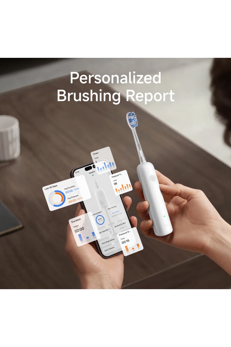 Wave Pro Electric Toothbrush with 2 Heads and Storage Bag, Alternate, color, White