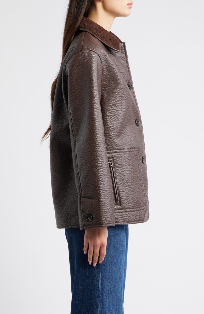 Rails Luis Faux Leather Jacket with Faux Shearling Collar, Alternate, color, Walnut