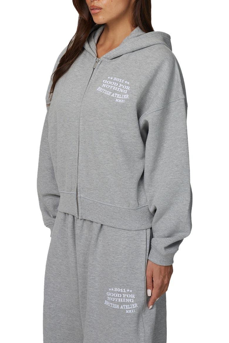 Cropped Zipped Icarus Hoodie, Alternate, color, Grey