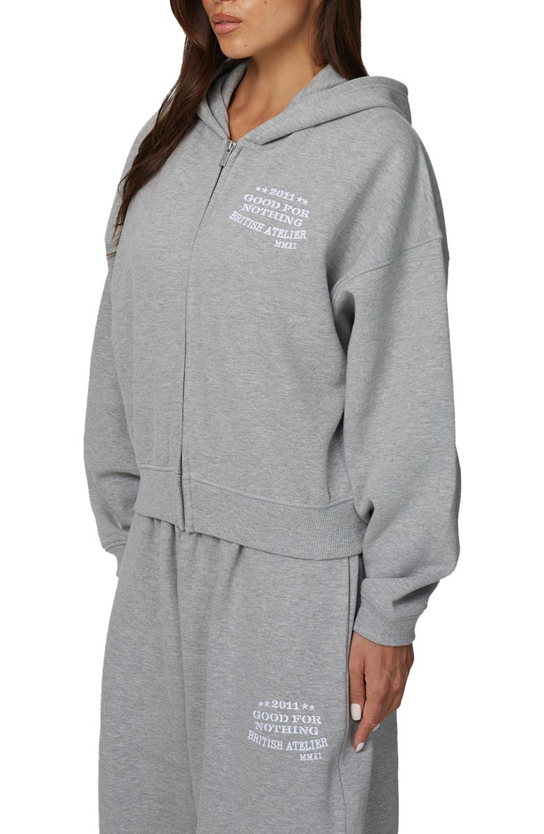 Good For Nothing Cropped Zipped Icarus Hoodie, Alternate, color, Grey