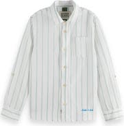Scotch & Soda Kids' Stripe Linen & Cotton Button-Up Shirt