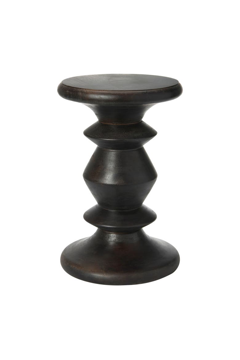 Berns Mid Century Modern Solid Wood End Table or Stool, Black Walnut Finish, Main, color, Black