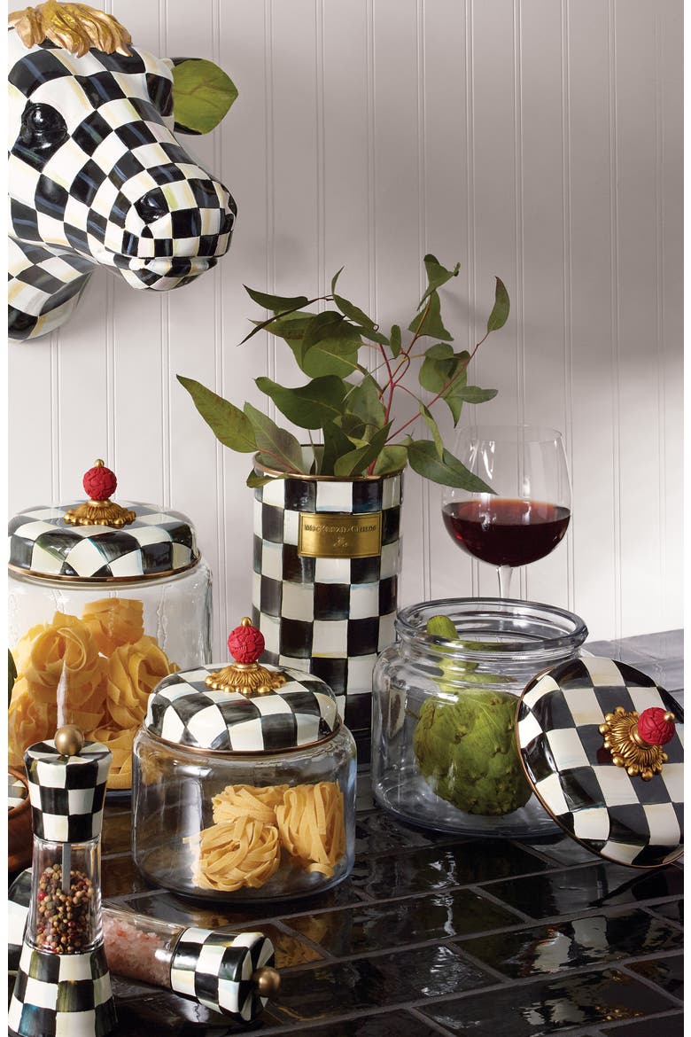 Courtly Check Medium Kitchen Canister, Alternate, color, BLACK/ WHITE