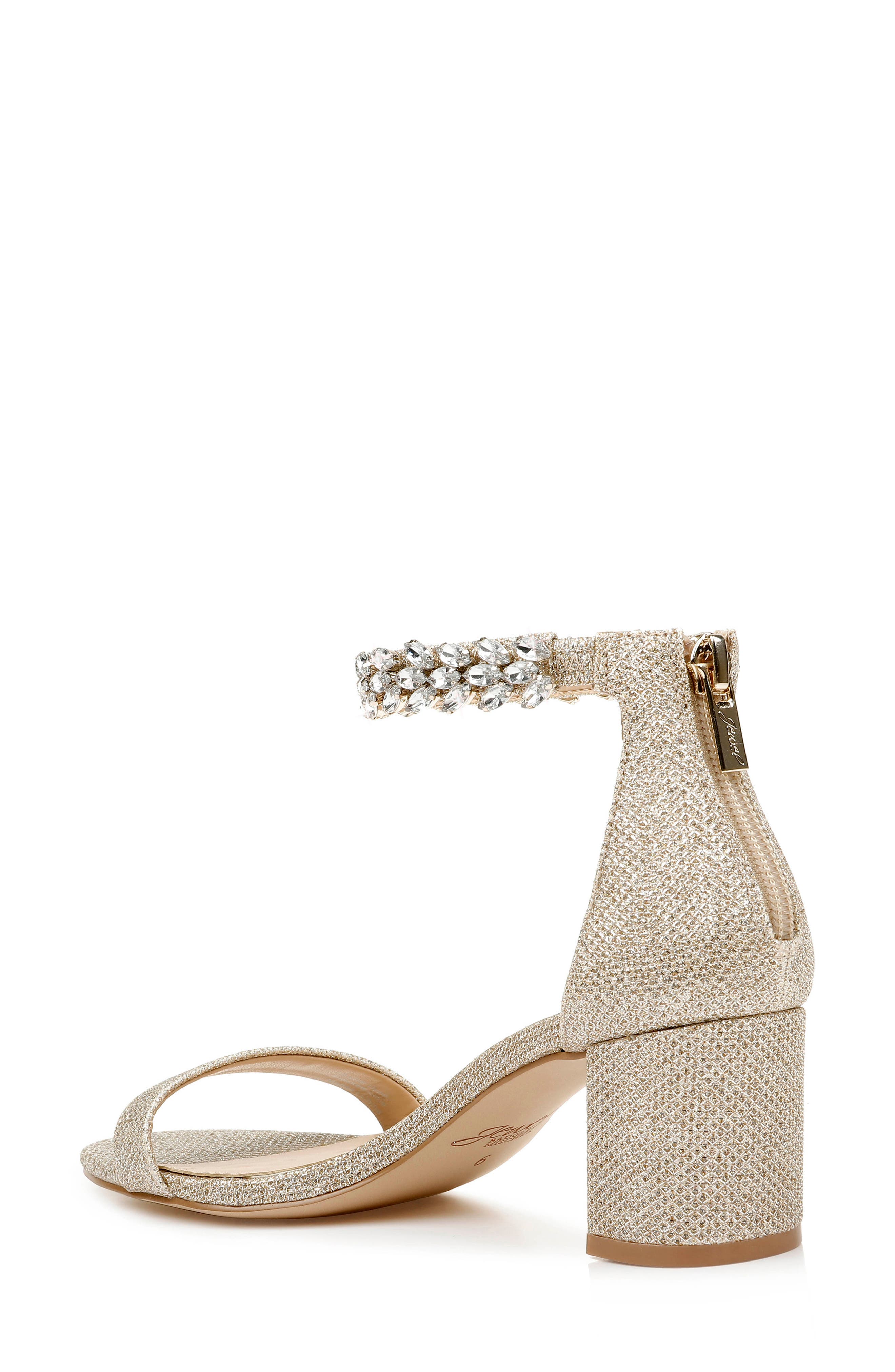 Jewel Badgley Mischka Bradley Ankle Strap Sandal, Alternate, color, Light Gold Woven Glitter