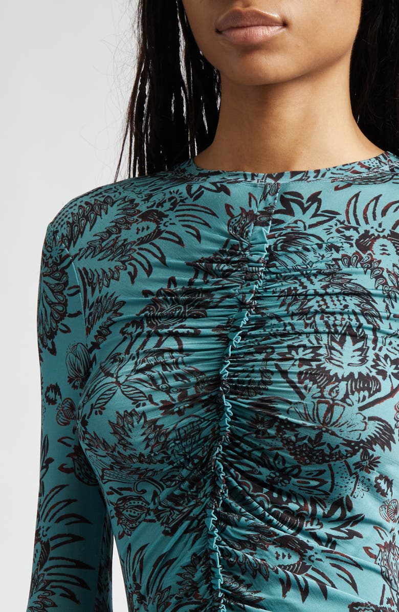 Ulla Johnson Asha Ruched Top, Alternate, color, Ocean Flora