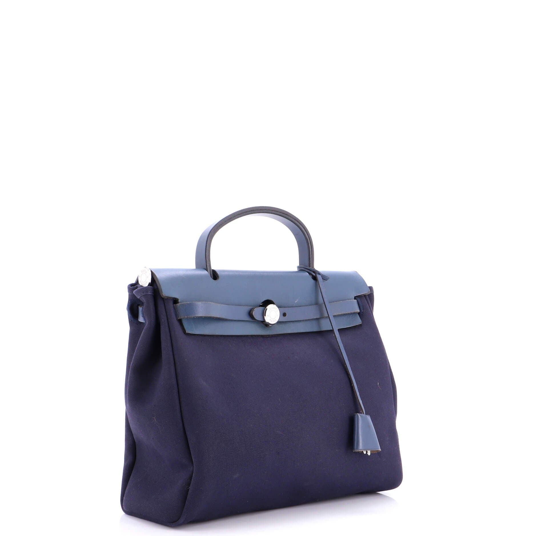 Pre-Owned Hermes Herbag Toile and Leather PM, Alternate, color, Bleu Indigo