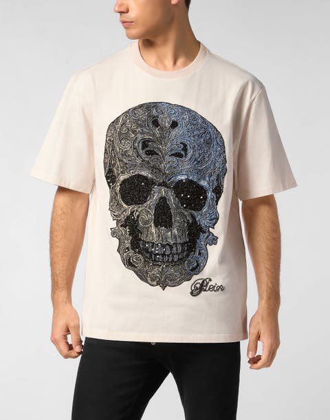 Degrade Round Neck T-shirt Skull Men