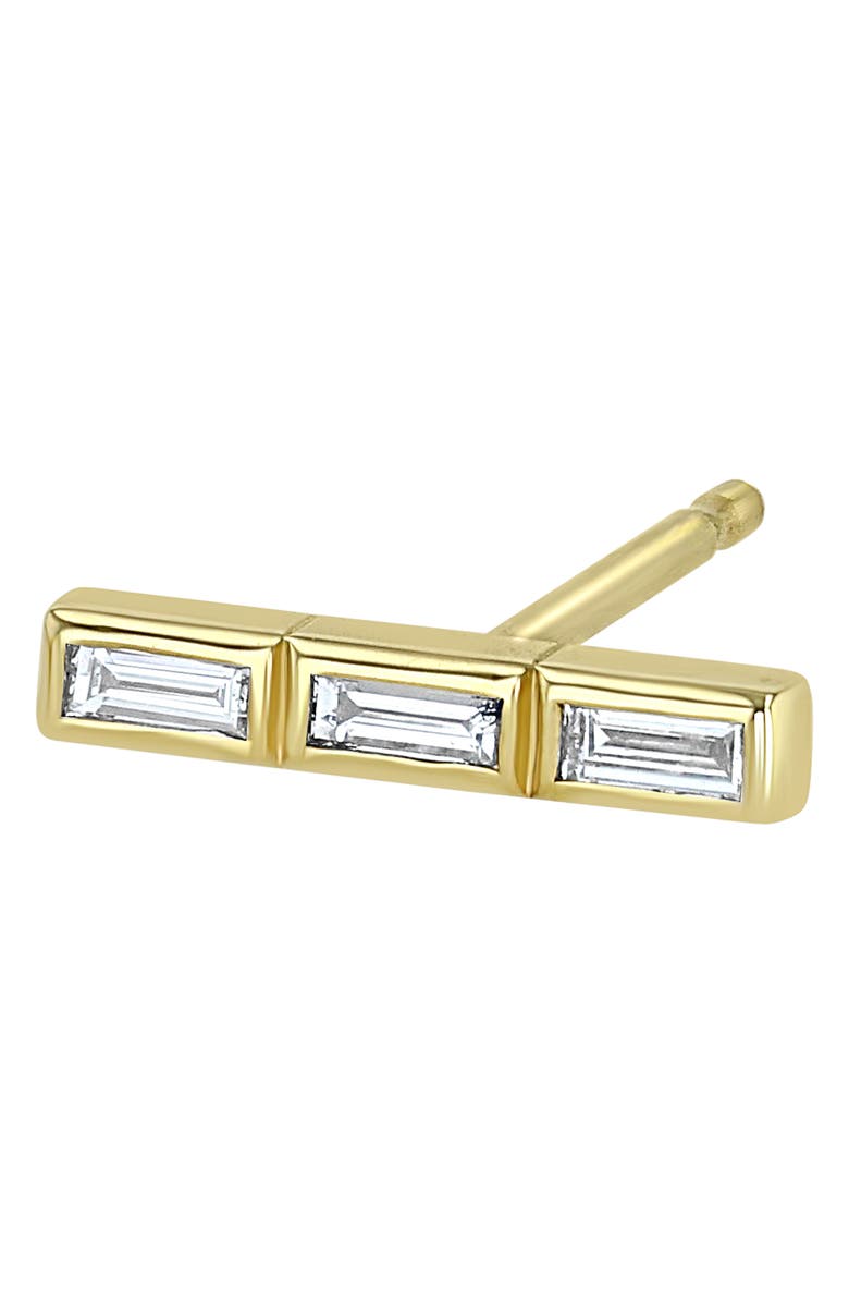Zoë Chicco Single Baguette Diamond Bar Stud Earring, Alternate, color, 14K Gold