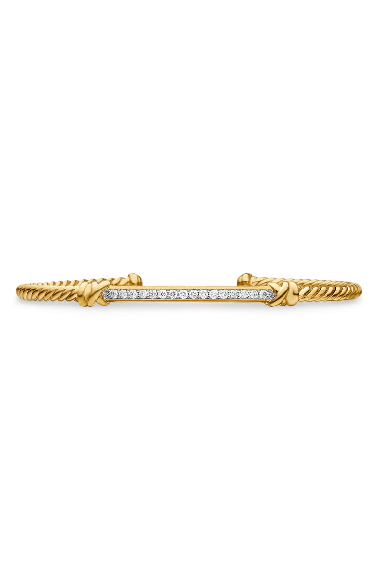 David Yurman Petite Helena Cablespira<sup>®</sup> Station Bracelet with 18K Yellow Gold with Diamonds, 3mm, Main, color, Diamond/ Yellow Gold