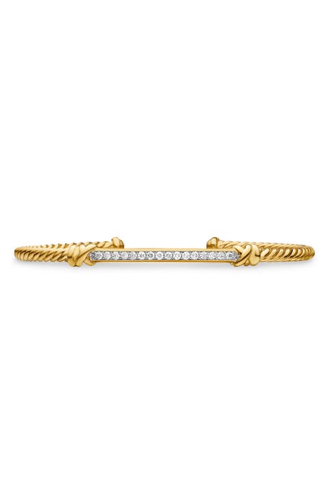 Petite Helena Cablespira® Station Bracelet with 18K Yellow Gold with Diamonds, 3mm