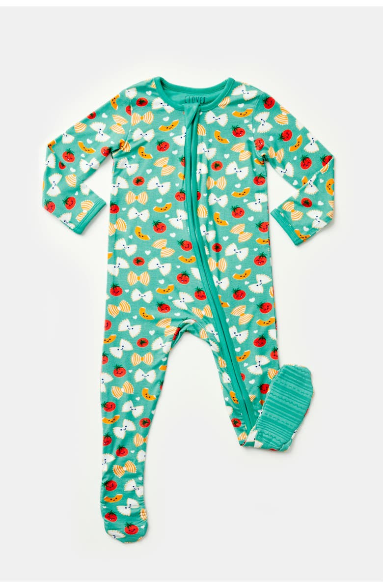 Clover Baby & Kids Soft & Stretchy Zipper Footie - Pasta Night, Main, color, Pasta Night
