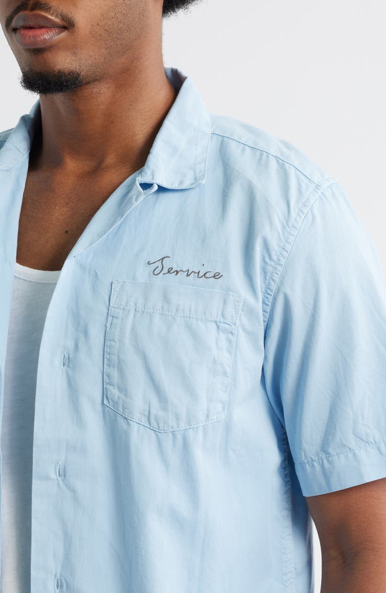 Service Works Script Logo Organic Cotton Camp Shirt, Alternate, color, Powder