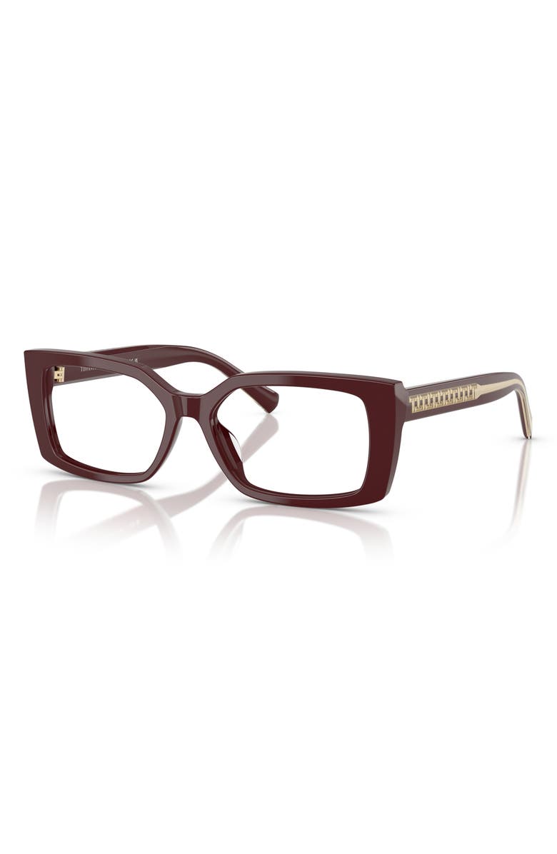Tiffany & Co. 52mm Rectangular Optical Glasses, Alternate, color, Burgundy/ Demo Lens