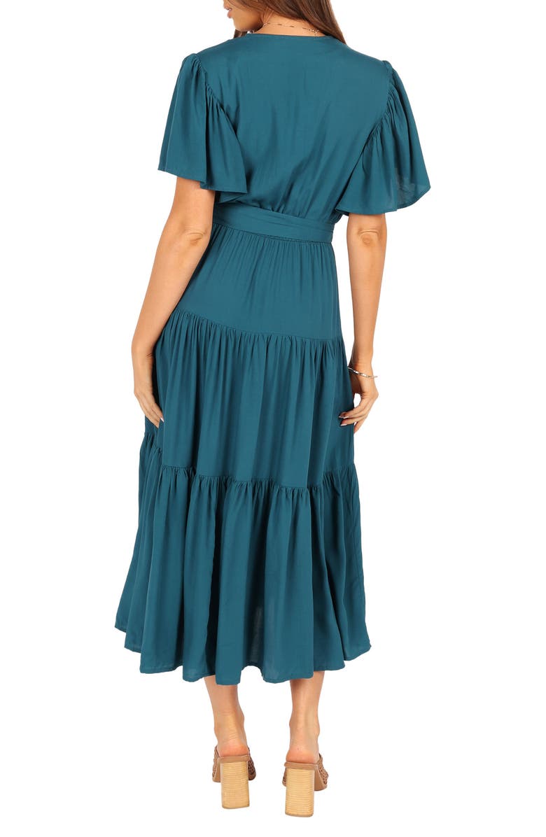 Petal & Pup Barker Flutter Sleeve Tiered Dress, Alternate, color, Teal