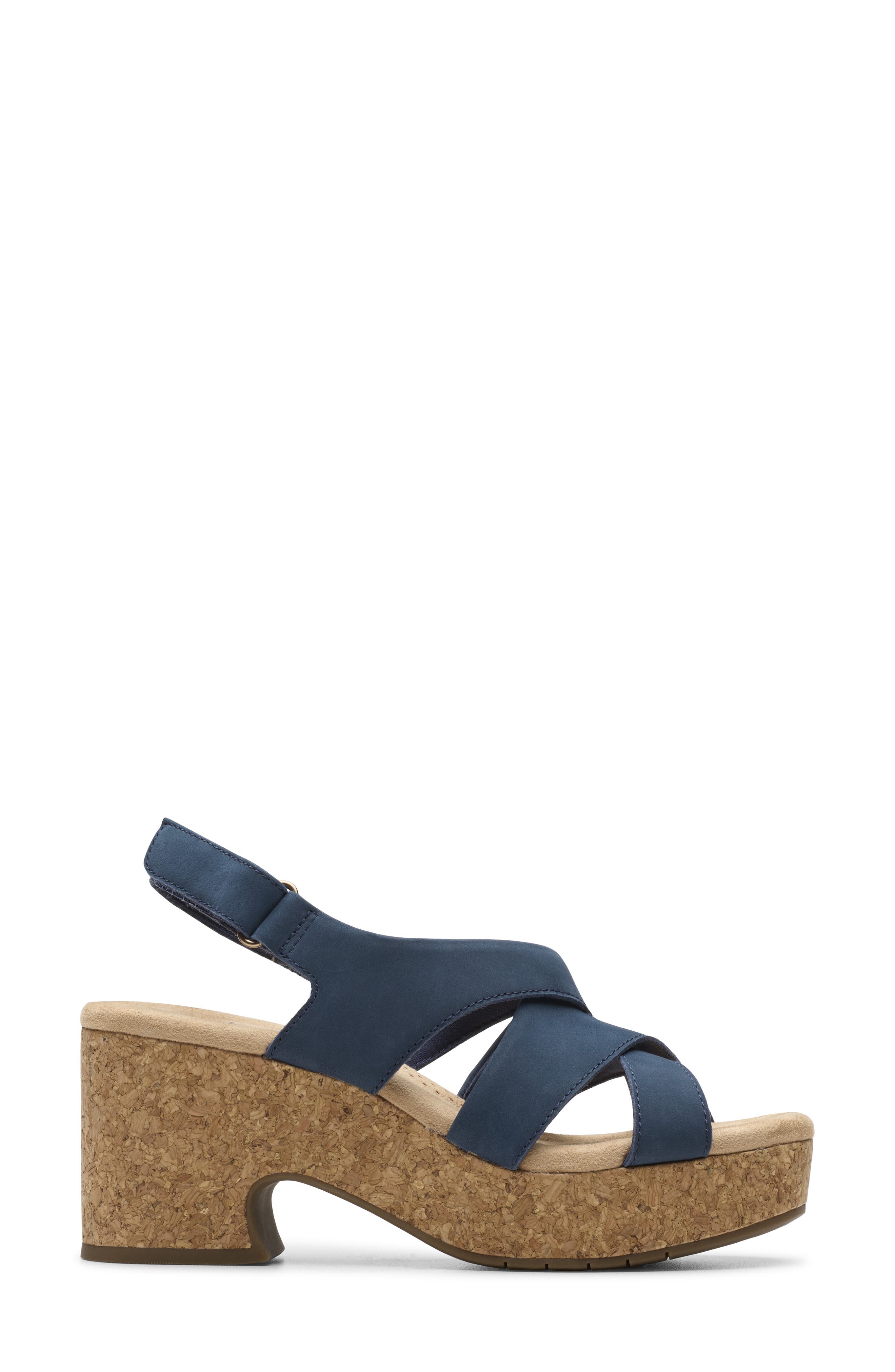 Clarks<sup>®</sup> Nerisa Grace Platform Sandal, Alternate, color, Navy Nubuck