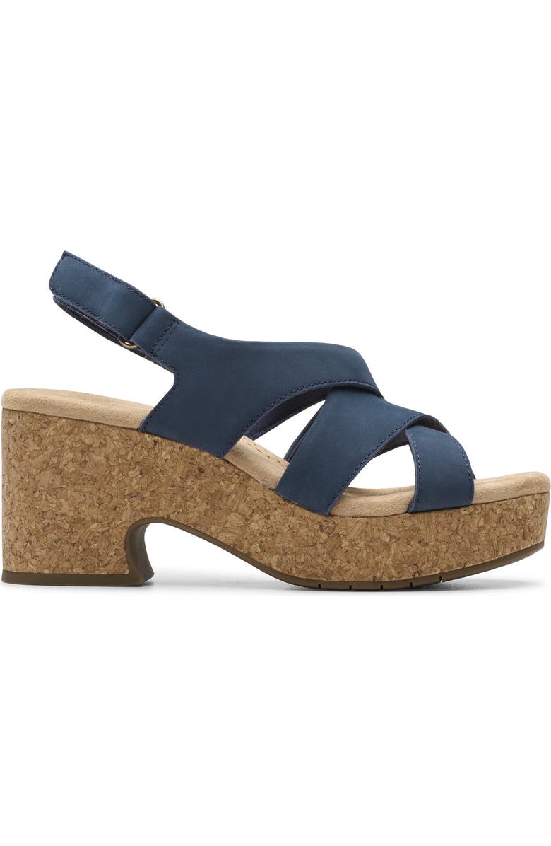 Clarks<sup>®</sup> Nerisa Grace Platform Sandal, Alternate, color, Navy Nubuck