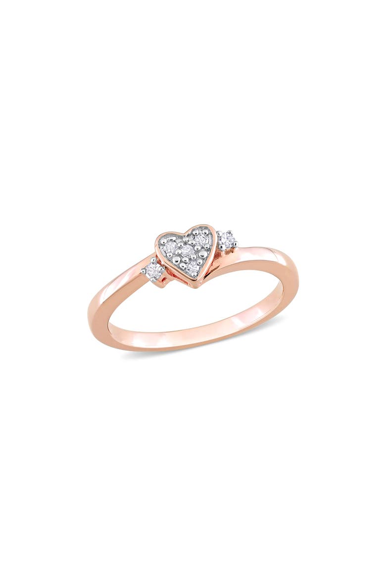 Sterling Silver Pavé Diamond Heart Ring - 0.10ct., Main, color, ROSE GOLD