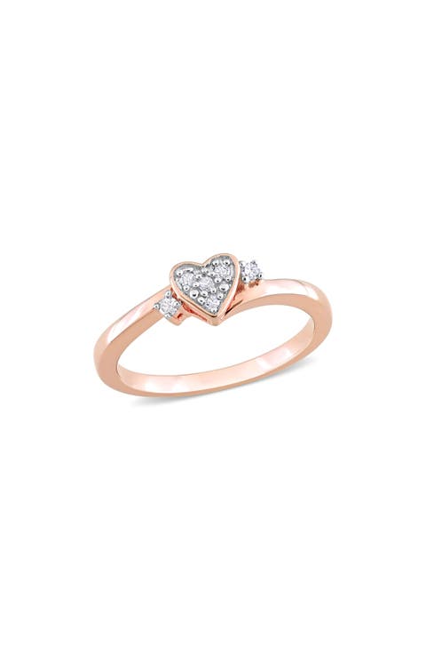 Sterling Silver Pavé Diamond Heart Ring - 0.10ct.