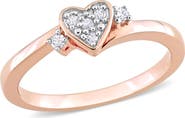 DELMAR Sterling Silver Pavé Diamond Heart Ring - 0.10ct.