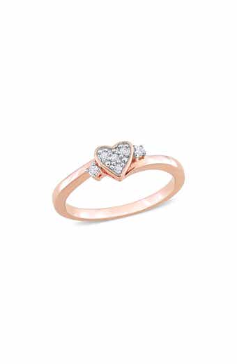 DELMAR Sterling Silver Pavé Diamond Heart Ring - 0.10ct.