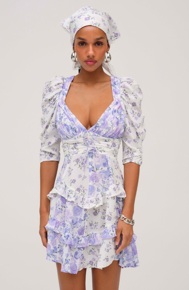 Rosalyn Print Ruffle Puff Sleeve Minidress