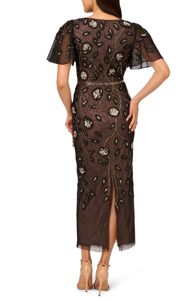 Adrianna Papell Beaded Mesh Sheath Dress, Alternate, color,