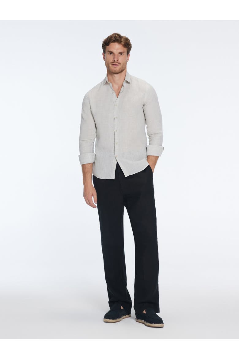 Harry Khaki Linen Shirt with Spread Collar, Main, color, Khaki