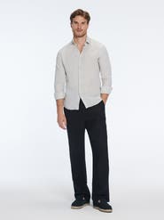 Moeva Harry Khaki Linen Shirt with Spread Collar
