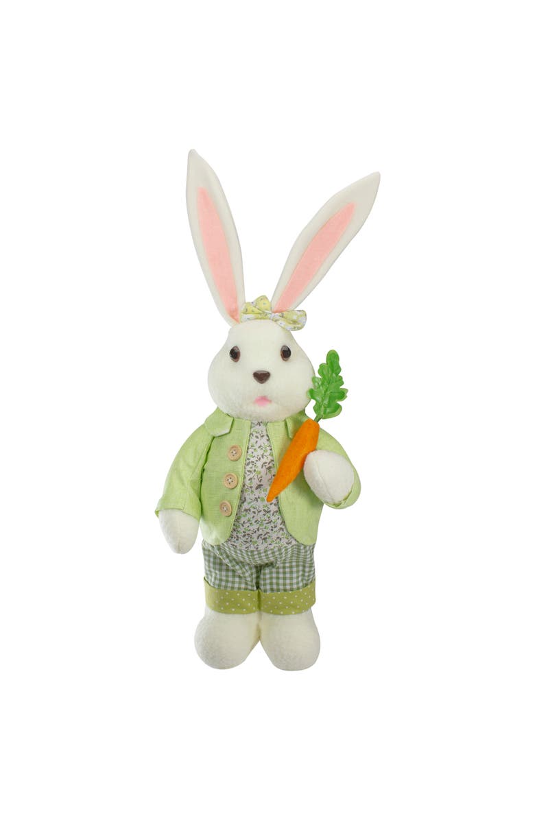 Northlight 20" White and Green Standing Rabbit Easter Figure, Main, color, White