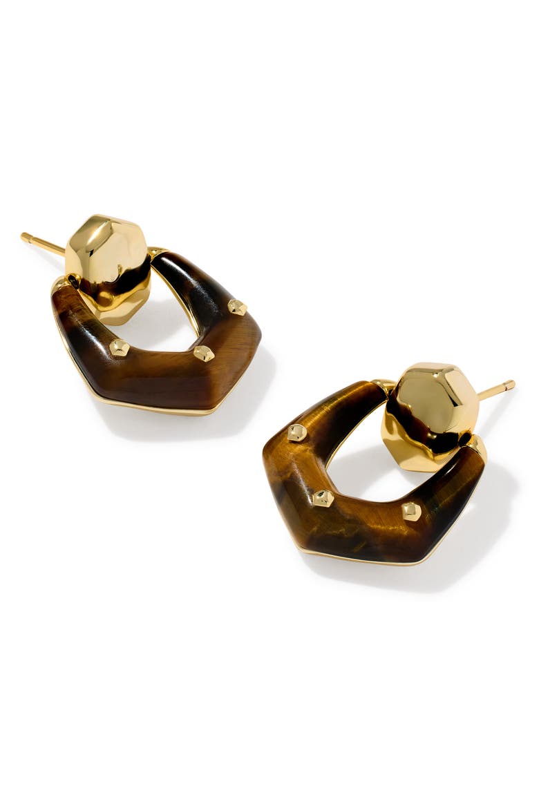 Embry Gold Open Frame Earrings, Alternate, color, GOLD DARK BROWN TIGERS EYE