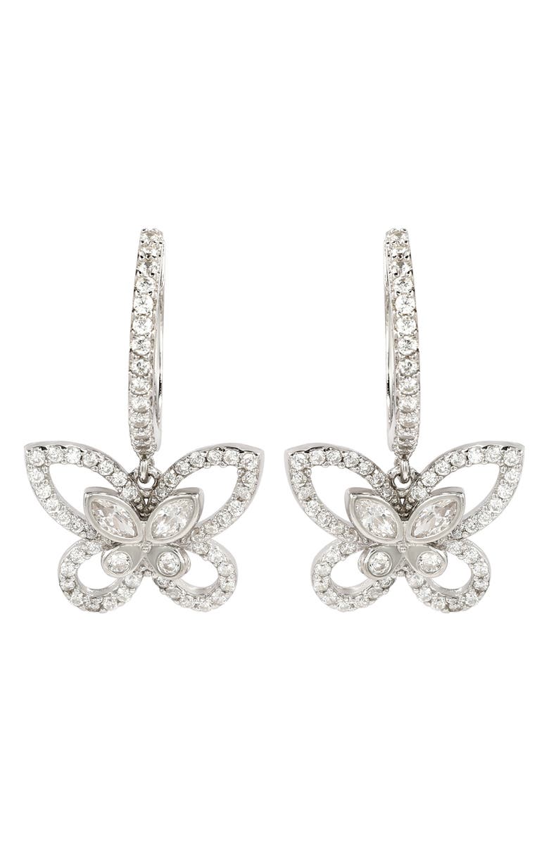 SUZY LEVIAN Sterling Silver Pavé CZ Butterfly Drop Earrings, Main, color,
