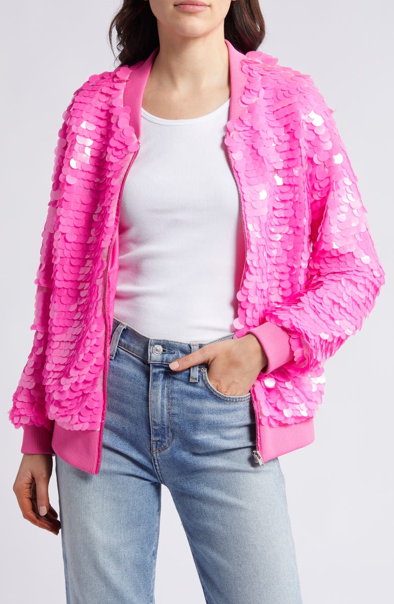 AZALEA WANG Sequin Bomber Jacket, Main, color, 