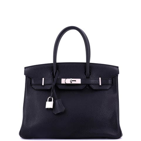 Birkin Handbag Black Clemence with Palladium Hardware 30
