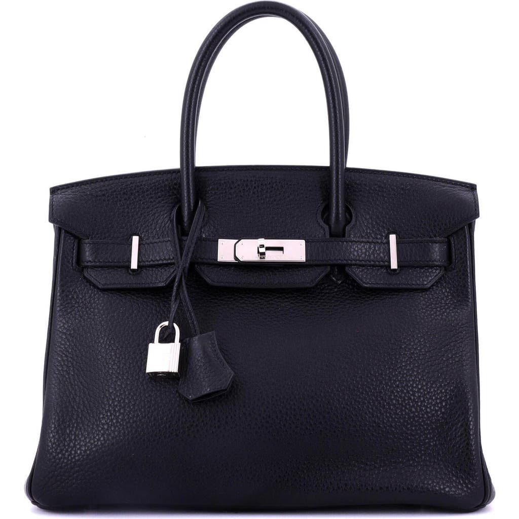 Pre-owned Hermes Hermes Birkin Handbag Black Clemence With Palladium Hardware 30 In Black
