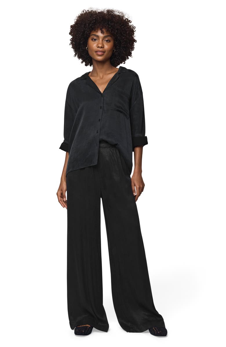 Splendid Serena Satin Shirt, Alternate, color, Black