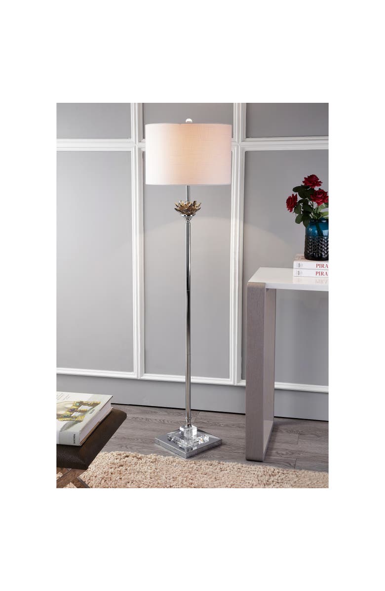 JONATHAN Y Amelia Crystal / Metal LED Floor Lamp, Alternate, color, Smoke Gray/Chrome