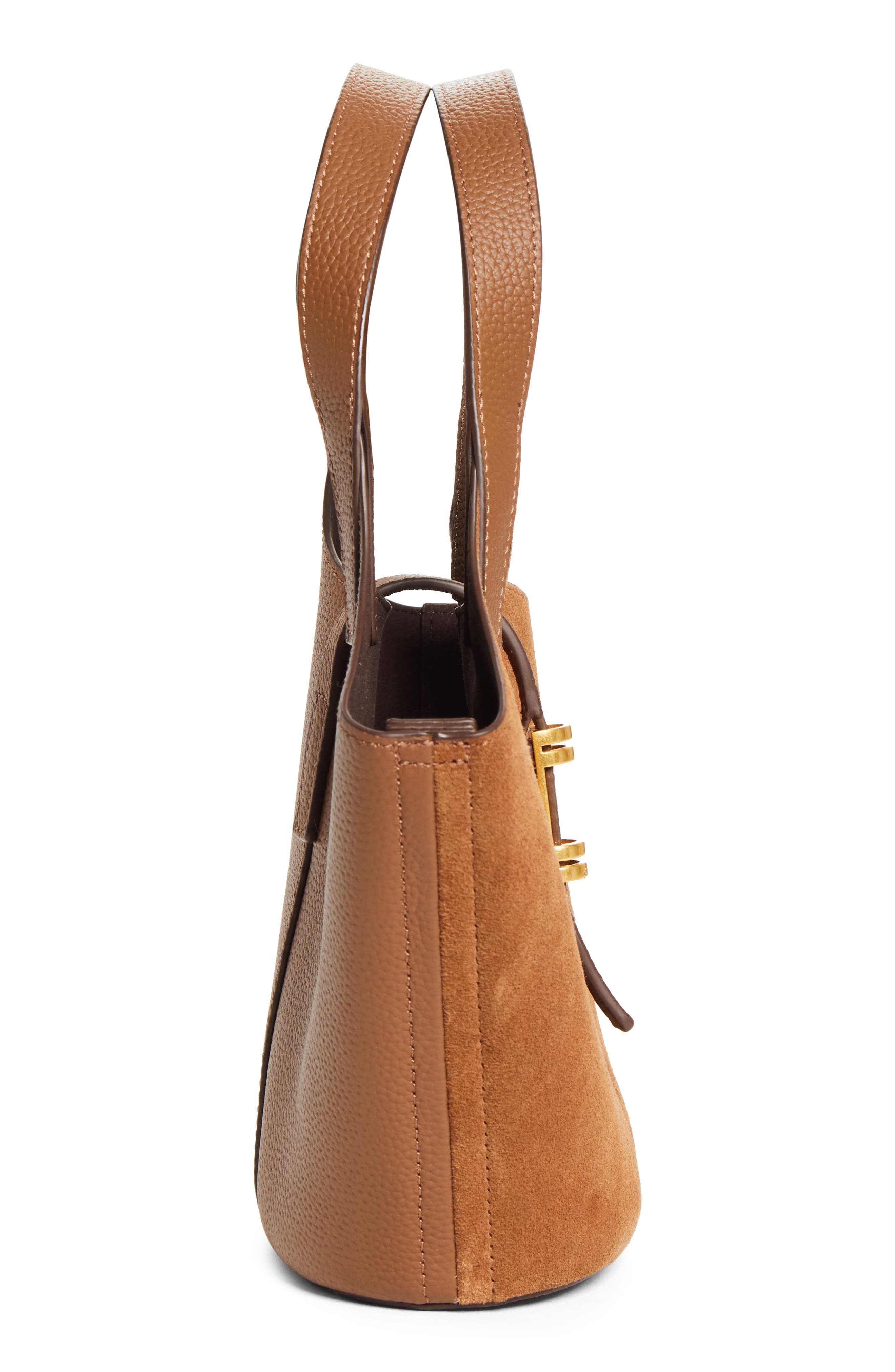 Lyra Leather & Suede Tote, Alternate, color, TAN