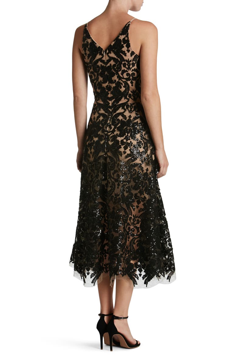 Blair Embellished Fit & Flare Cocktail Dress, Alternate, color, BLACK/ NUDE