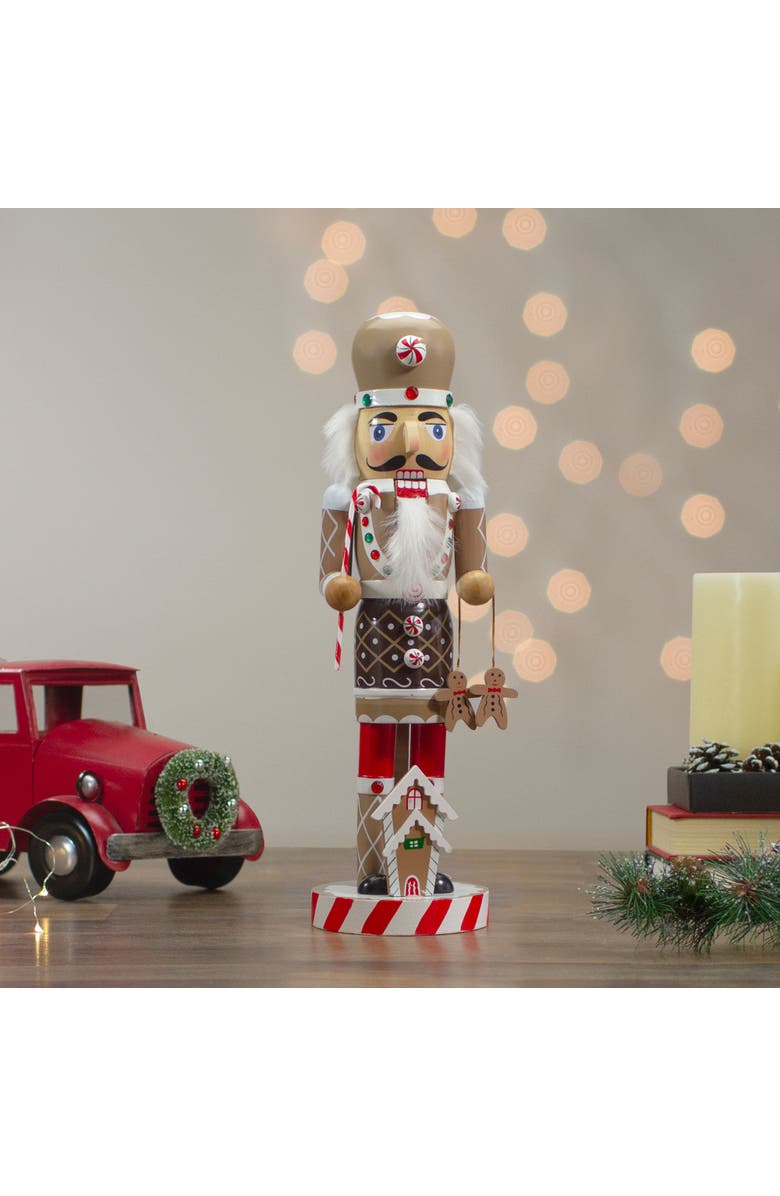 Northlight 14" Beige and Red Wooden Christmas Nutcracker Gingerbread Chef, Alternate, color, Beige